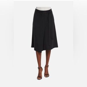 Kobi Halperin Black Asymmetrical Midi Skirt w Belt & Pockets Size 2 office wear